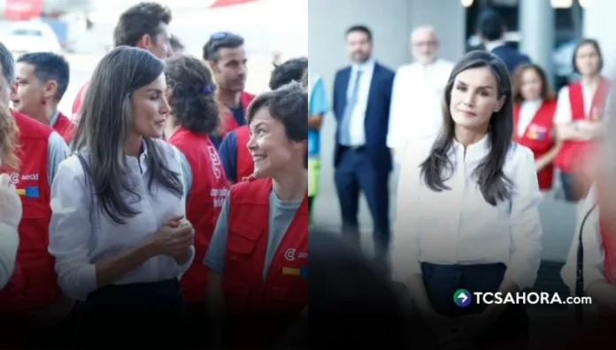 La reina Letizia acudió al aeropuerto para despedir al equipo que instalará un hospital de campaña y llevará ayuda médica a los afectados en Venezuela.