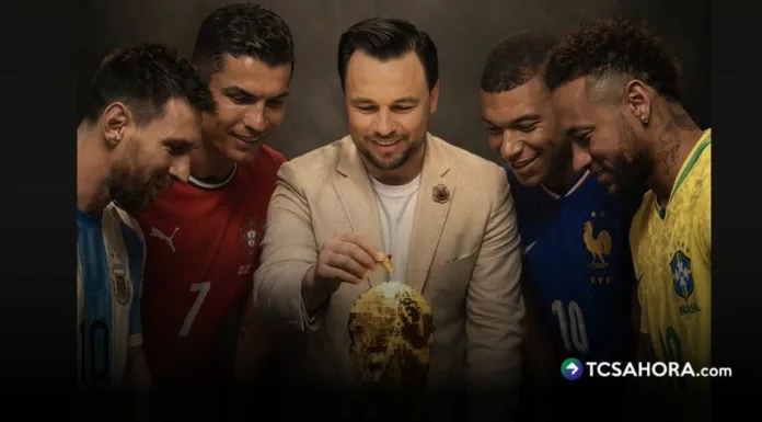 Mario Sibrian recreó con IA una escena junto a Messi, Cristiano Ronaldo, Mbappé y Neymar alrededor de la Copa del Mundo.