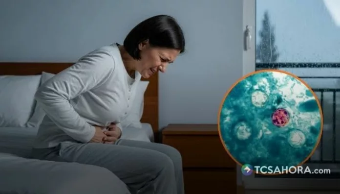 Los principales síntomas de la ciclosporiasis incluyen diarrea acuosa, calambres abdominales, hinchazón, gases, pérdida de apetito y náuseas.