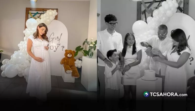 Angie Álvarez compartió las reacciones de su familia al conocer el sexo del bebé. El confeti y el pastel confirmó la noticia durante la celebración.