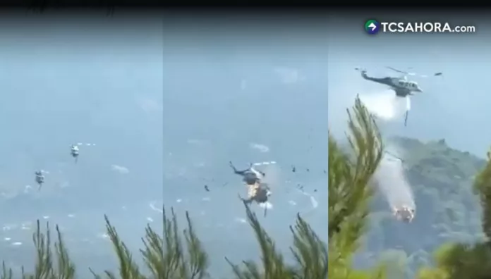 Dos helicópteros que combatían un incendio forestal en Grecia chocaron en pleno vuelo, dejando dos muertos y dos heridos.