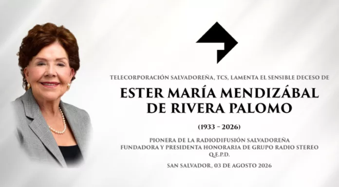 Doña Ester María Mendizábal de Rivera Palomo es una pionera de la radiodifusión salvadoreña, fundadora y presidenta honoraria de Grupo Radio Stereo