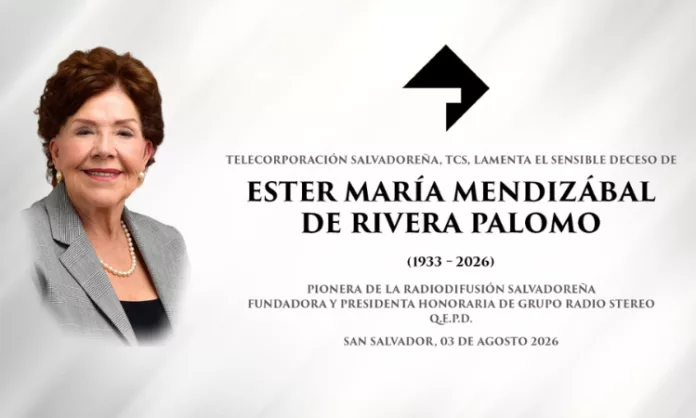 Doña Ester María Mendizábal de Rivera Palomo es una pionera de la radiodifusión salvadoreña, fundadora y presidenta honoraria de Grupo Radio Stereo
