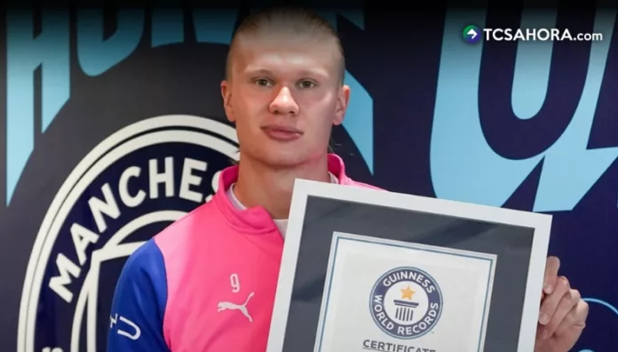 Este jueves, Erling Haaland recibió los certificados de los récords Guinness con el Manchester City y la selección de Noruega.