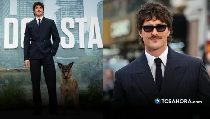 Jacob Elordi llamó la atención en el estreno mundial de “The Dog Stars” al caminar por la alfombra acompañado por Rak Jasper, uno de los perros actores de la película.