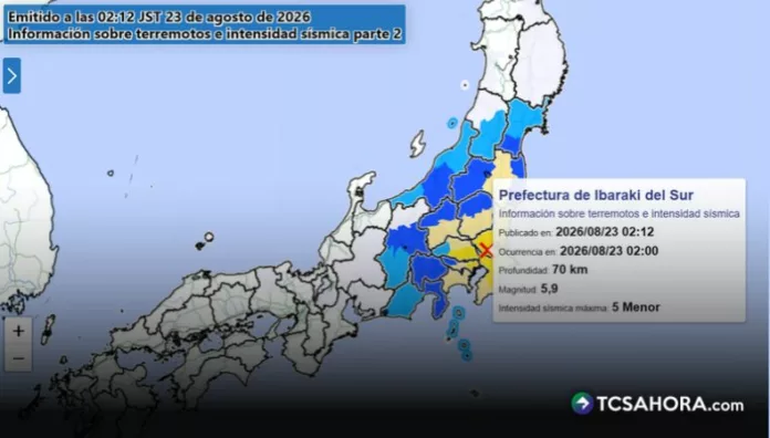 Sismo magnitud 5.9 percibido en Japón