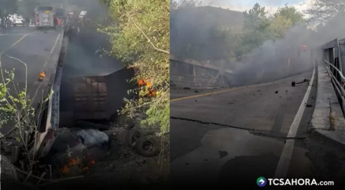 Aparatoso accidente provoca colapso de puente en Guatemala