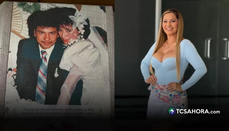 La conductora utilizó el trend de los años 80 para recordar a sus padres, quienes fallecieron en 2019, y compartió una fotografía original de su boda.