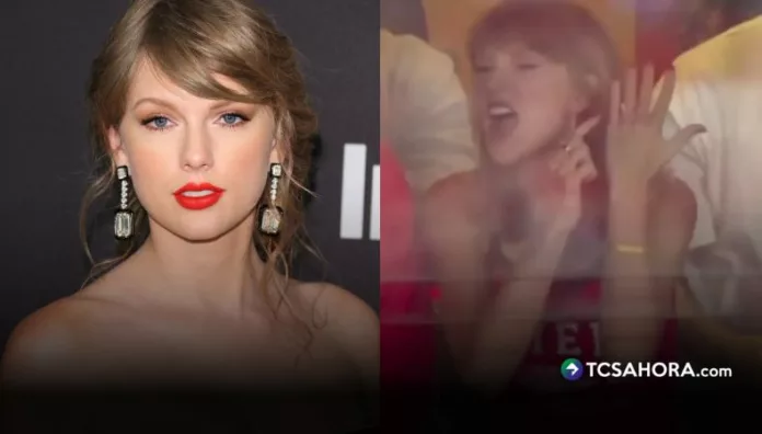 Taylor Swift celebró la primera anotación de Travis Kelce esta temporada y mostró su anillo de bodas mientras gritaba: “Ese es mi esposo”.