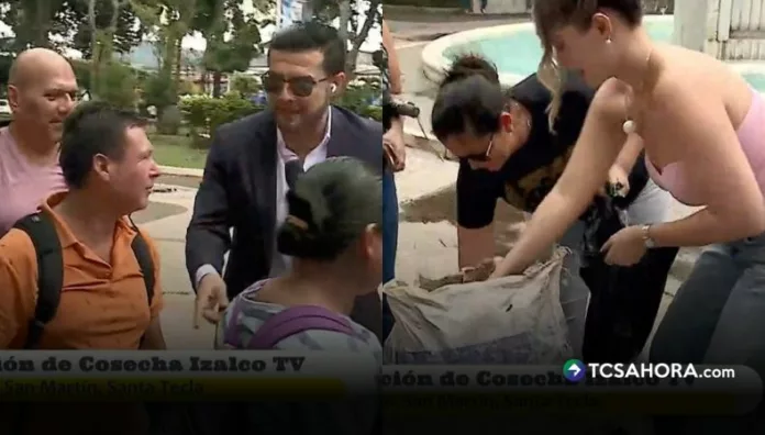 Larissa y Henry se unieron a Izalco TV para repartir yuca en Santa Tecla, entre bromas, una larga fila y hasta un intento por llevarse su propia porción.