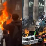 Incendio de liceo y violencia marca protestas estudiantiles en Francia