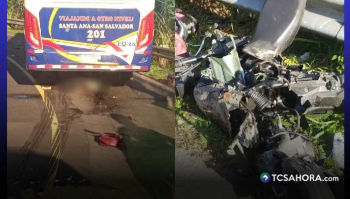 Accidente entre motocicleta y autobús deja una fallecida